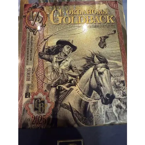 1/2 OKLAHOMA Goldback 1/2000th oz Aurum Gold Note (24k) 