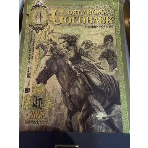 1 Oklahoma Goldback 1/1000th oz Aurum Gold Note (24k)
