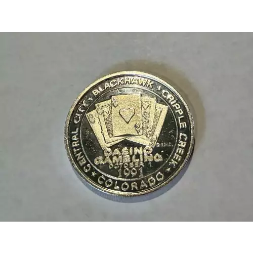 1 oz .999 Fine Silver Round 1991 Colorado Casino Lucky Buck (2)