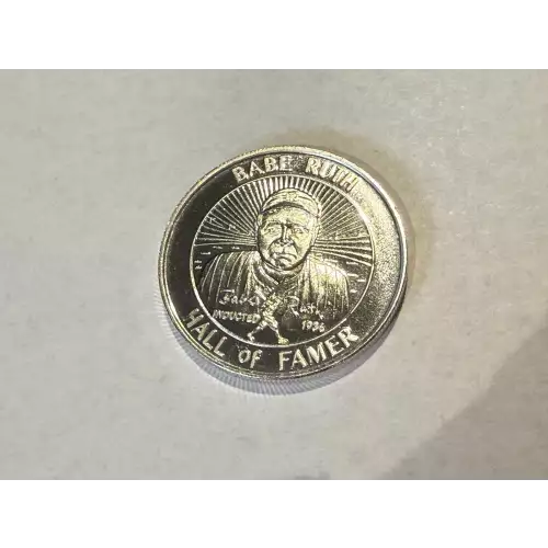 1 oz .999 Fine Silver Round Babe Ruth Hall of Famer 1936 Engrave-able