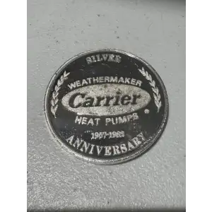 1 oz .999 Fine Silver Weathermaker CARRIER Heat Pumps 1957-1982 Anniversary Round