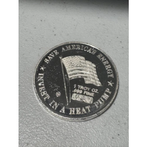 1 oz .999 Fine Silver Weathermaker CARRIER Heat Pumps 1957-1982 Anniversary Round (2)