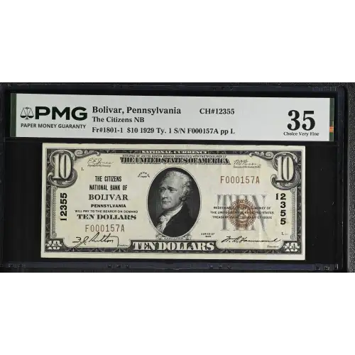 $10 1929 small brown seal. Small National Bank Notes 1801-1 (2)