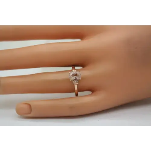 10k R.G. 1.0ct MORGANITE & DIAMOND accent ring size 8.25