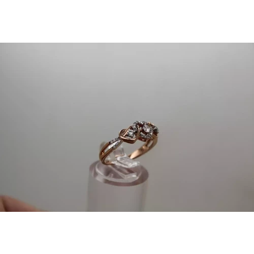 10k R.G. .30ctw DIAMOND 3 HEART ring size 6.5