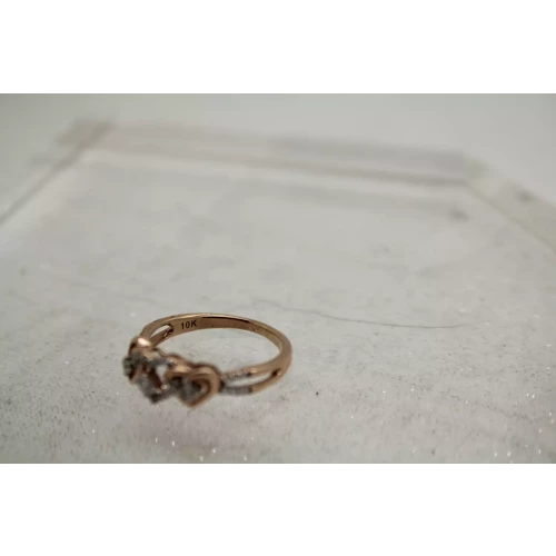 10k R.G. .30ctw DIAMOND 3 HEART ring size 6.5