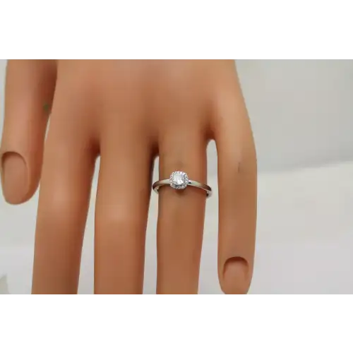 10k W.G. .40ctw Cushion Cut DIAMOND HALO ring size 6 (2)