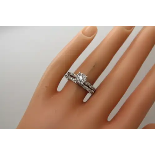 10k W.G. .75ctw DIAMOND ILLUSION BRIDAL SET size 7 #