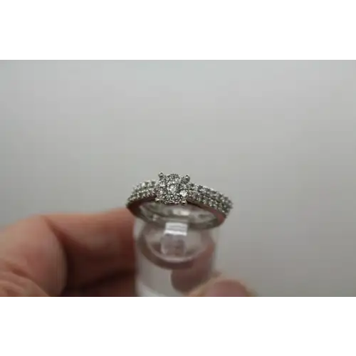 10k W.G. .75ctw DIAMOND ILLUSION BRIDAL SET size 7 #