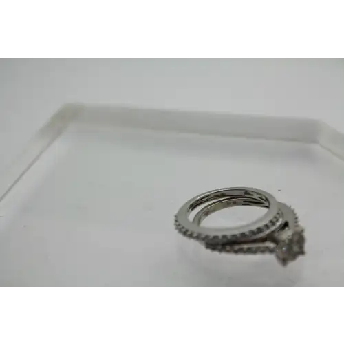 10k W.G. .75ctw DIAMOND ILLUSION BRIDAL SET size 7 #