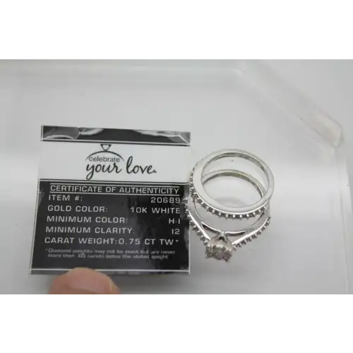 10k W.G. .75ctw DIAMOND ILLUSION BRIDAL SET size 7 #