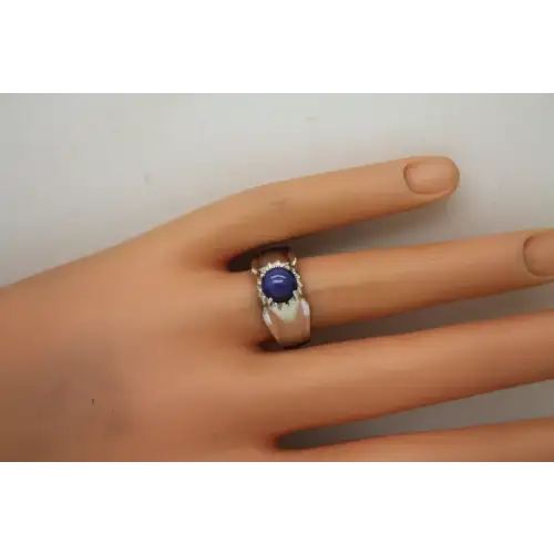 10k W.G. BLUE SAPPHIRE LINDE LINDY STAR ring size 8.25