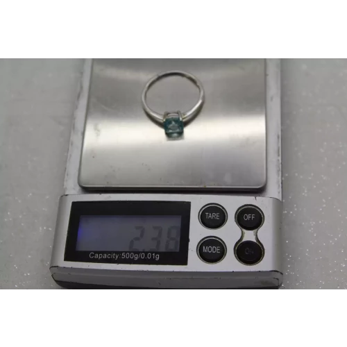 10k W.G. Square Cut BLUE TOPAZ SOLITAIRE ring size 10