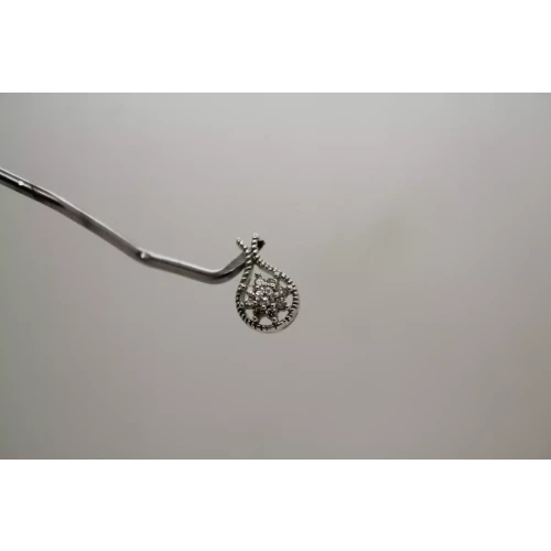 10k White Gold .15ctw DIAMOND FLOWER TEARDROP DESIGN pendant