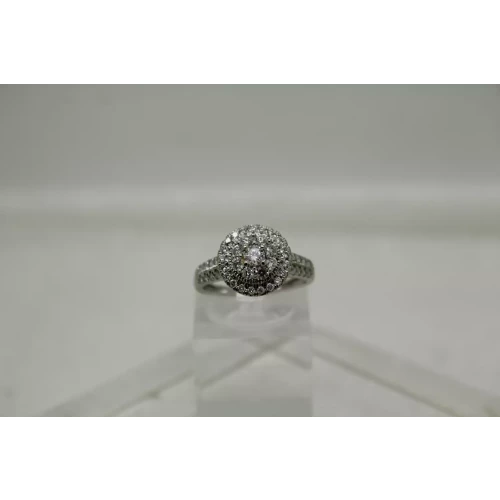 10k White Gold .66ctw DIAMOND DOUBLE HALO ring size 6.75