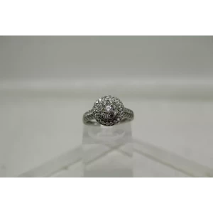 10k White Gold .66ctw DIAMOND DOUBLE HALO ring size 6.75