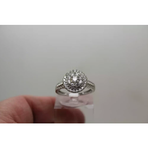 10k White Gold .66ctw DIAMOND DOUBLE HALO ring size 6.75