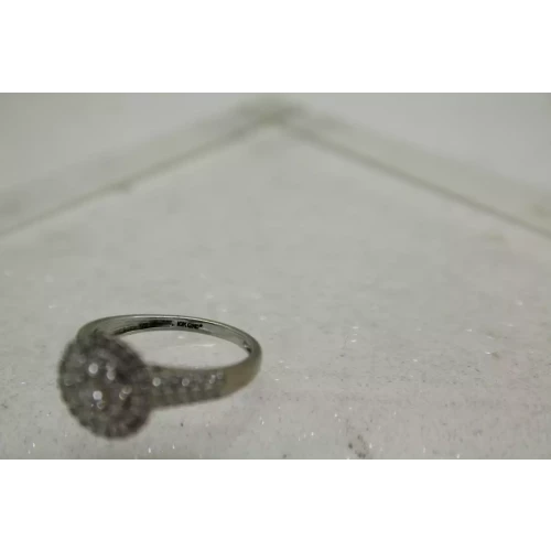 10k White Gold .66ctw DIAMOND DOUBLE HALO ring size 6.75