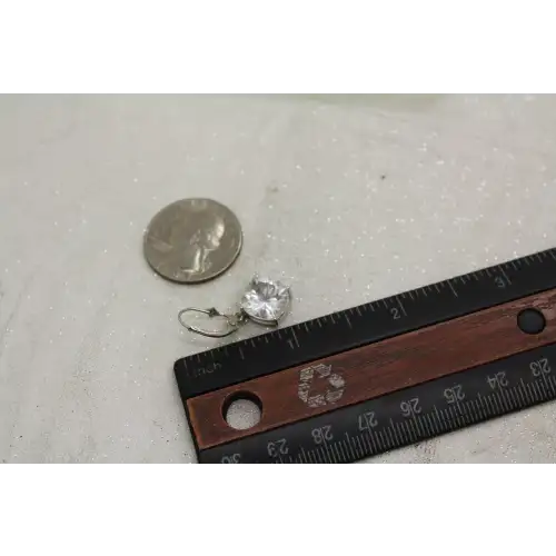 10k White Gold Square Cut CLEAR QUARTZ DANGLE earrings