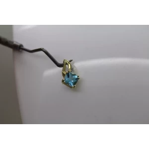 10k Yellow Gold BLUE TOPAZ w/ accent DIAMOND FANCY DESIGN pendant