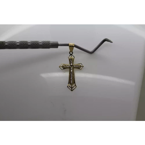 10k Yellow Gold Channel Set WHITE SAPPHIRE FANCY CROSS pendant