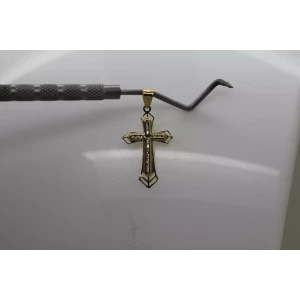 10k Yellow Gold Channel Set WHITE SAPPHIRE FANCY CROSS pendant