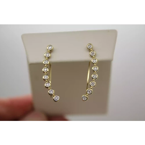 10k Yellow Gold DIAMOND chip accent THREADER DESIGN Earrings