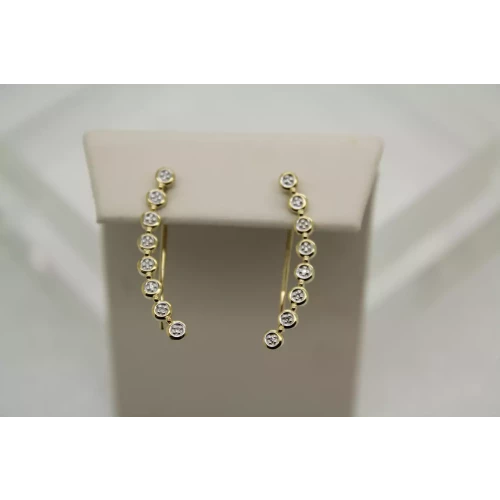10k Yellow Gold DIAMOND chip accent THREADER DESIGN Earrings