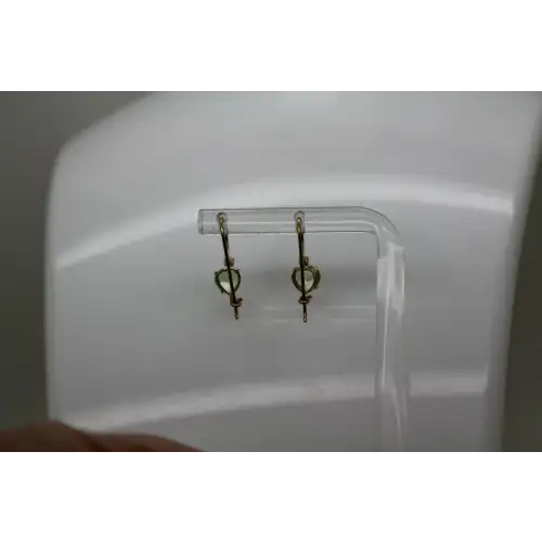 10k Yellow Gold Heart Cut PERIDOT DROP DANGLE earrings