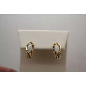 10k Yellow Gold MARQUISE CUT OPAL & ACCENT DIAMOND DROP earrings