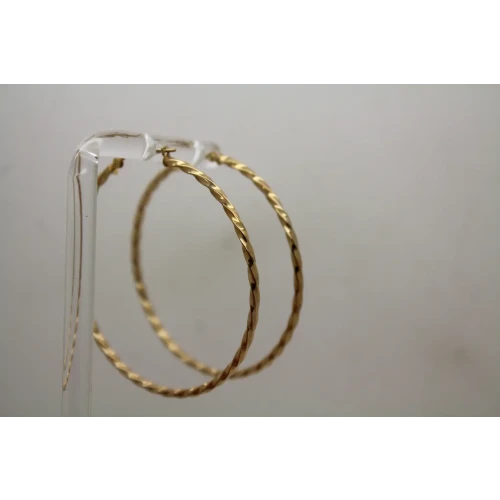 10k Yellow Gold TWIST DESIGN LARGE HOOP earrings 1.5g