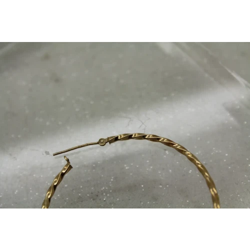 10k Yellow Gold TWIST DESIGN LARGE HOOP earrings 1.5g