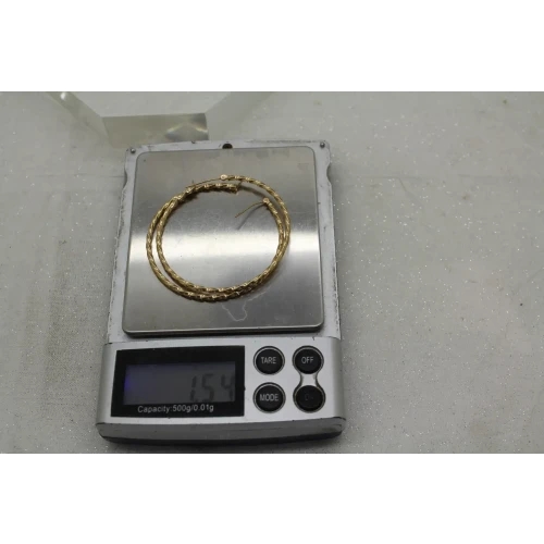 10k Yellow Gold TWIST DESIGN LARGE HOOP earrings 1.5g