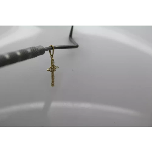 10k Yellow Gold WHITE STONE PETITE CROSS pendant