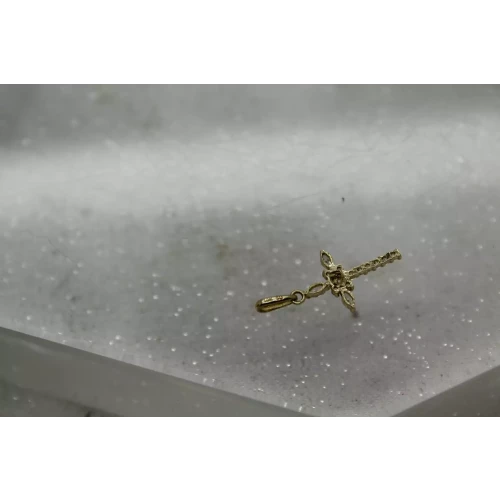 10k Yellow Gold WHITE STONE PETITE CROSS pendant