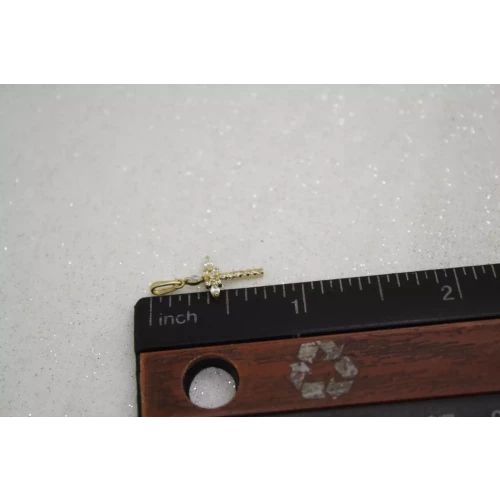 10k Yellow Gold WHITE STONE PETITE CROSS pendant