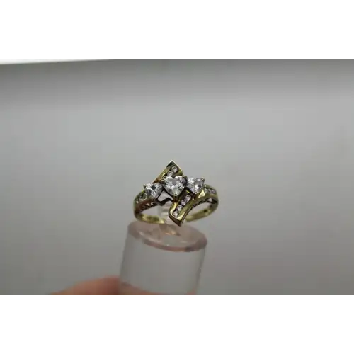 10k Y.G. Heart Cut CZ MOM BYPASS ring size 7 #