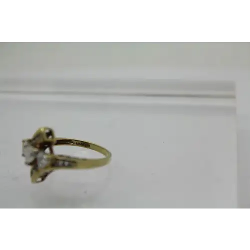 10k Y.G. Heart Cut CZ MOM BYPASS ring size 7 # (3)