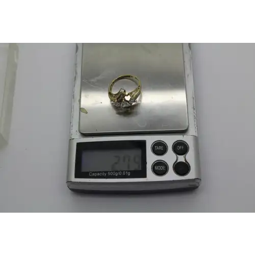 10k Y.G. Heart Cut CZ MOM BYPASS ring size 7 # (5)