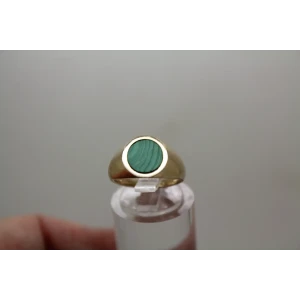 10k Y.G. NATURAL UNPOLISHED MALACHITE SIGNET ring size 4