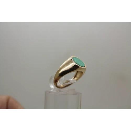 10k Y.G. NATURAL UNPOLISHED MALACHITE SIGNET ring size 4