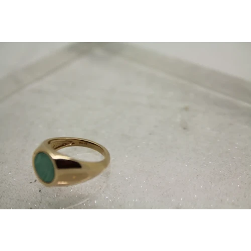 10k Y.G. NATURAL UNPOLISHED MALACHITE SIGNET ring size 4