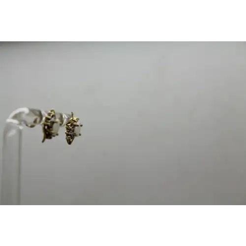 10k Y.G. Oval Cut OPAL & DIAMOND BYPASS DESIGN stud earrings