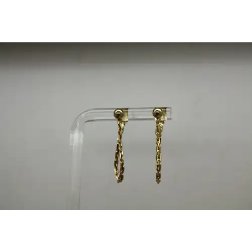 14k GOLD FILLED FLEXIBLE CHAIN LINK DESIGN HOOP earrings