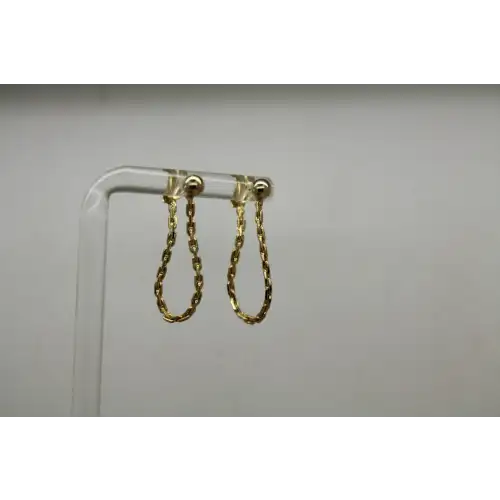14k GOLD FILLED FLEXIBLE CHAIN LINK DESIGN HOOP earrings