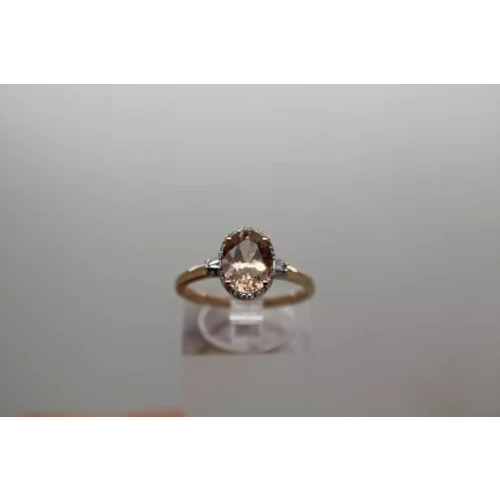 14k Rose Gold Oval Cut MORGANITE & DIAMOND HALO ring size 8