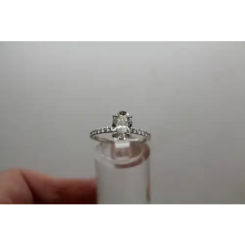 14k W.G. 1.5ct OVAL DIAMOND, 2.00cttw HIDDEN HALO ring size 7