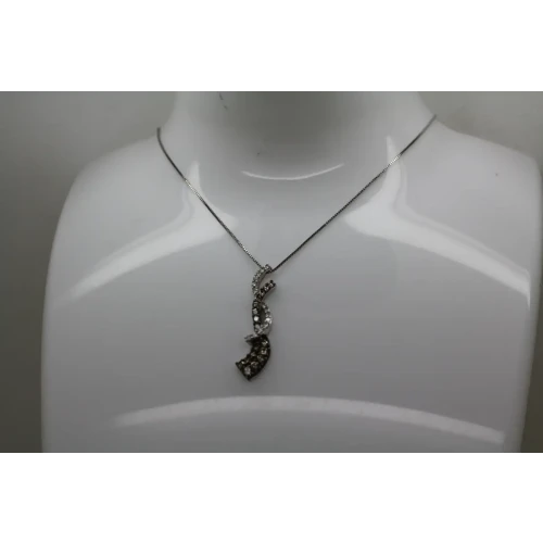 14k W.G. .40ctw BROWN & WHITE DIAMOND FANCY pendant necklace 18