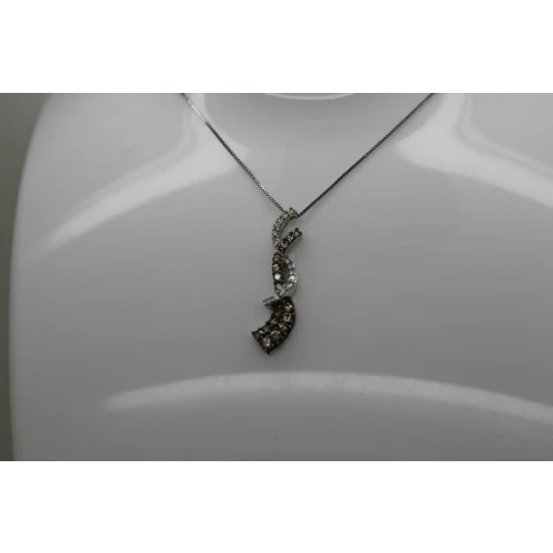 14k W.G. .40ctw BROWN & WHITE DIAMOND FANCY pendant necklace 18