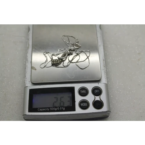 14k W.G. .40ctw BROWN & WHITE DIAMOND FANCY pendant necklace 18